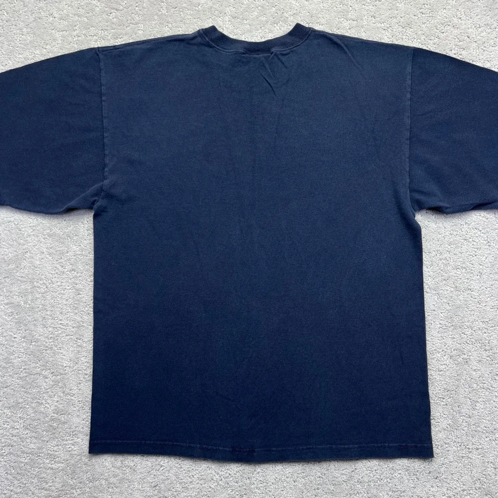 VINTAGE Y2k Champion Athletic T-Shirt Mens Medium Navy Blue Cotton Short Sleeve - Picture 7 of 10